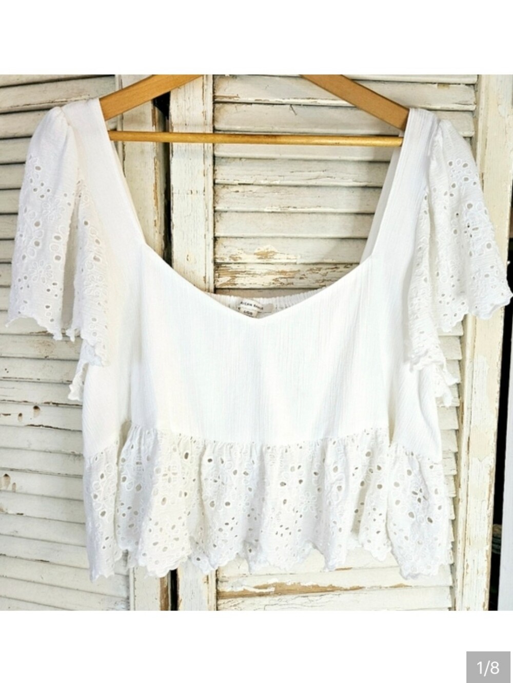 American Eagle Eyelet Trim Sweetheart Neck Crop Top Large